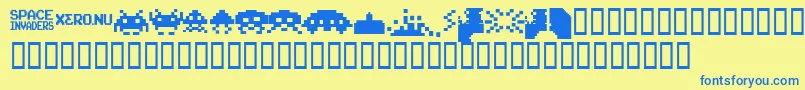 InvadersFromSpace Font – Blue Fonts on Yellow Background