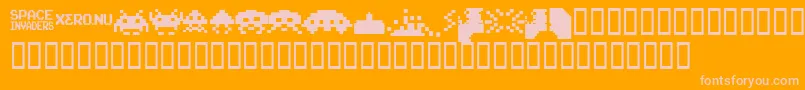 InvadersFromSpace Font – Pink Fonts on Orange Background