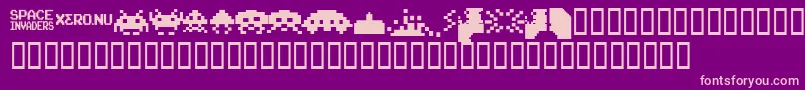 InvadersFromSpace-Schriftart – Rosa Schriften auf violettem Hintergrund