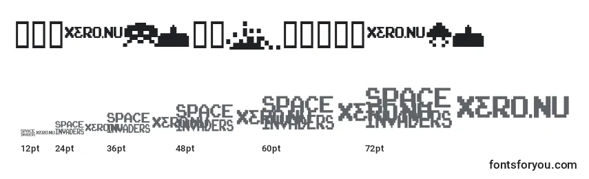 Размеры шрифта InvadersFromSpace