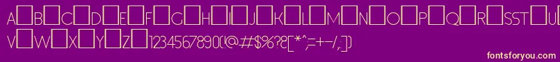 Inset1-fontti – keltaiset fontit violetilla taustalla
