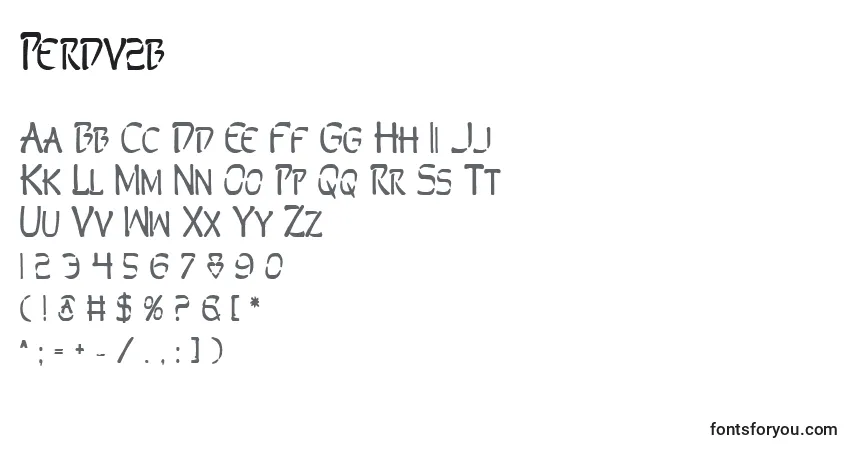 Perdv2bフォント–アルファベット、数字、特殊文字