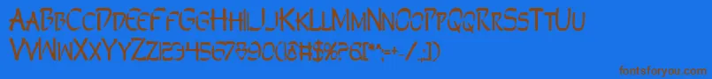 フォントPerdv2b – 茶色の文字が青い背景にあります。