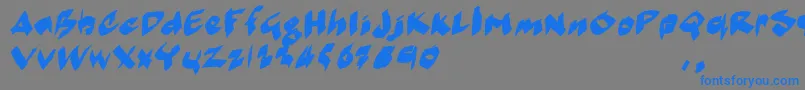 フォントMmoetrial – 灰色の背景に青い文字