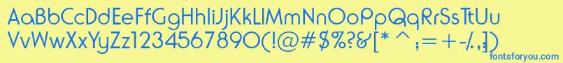 Neuselightssk-Schriftart – Blaue Schriften auf gelbem Hintergrund