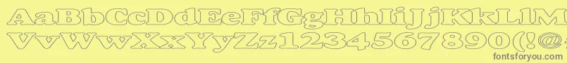 AlfredoHeavyHollowExpanded-Schriftart – Graue Schriften auf gelbem Hintergrund
