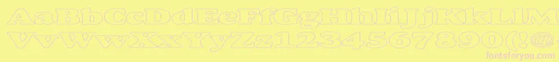 AlfredoHeavyHollowExpanded-fontti – vaaleanpunaiset fontit keltaisella taustalla