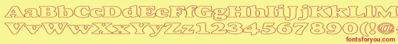 AlfredoHeavyHollowExpanded Font – Red Fonts on Yellow Background