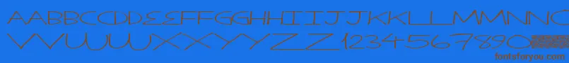 フォントThinkplan – 茶色の文字が青い背景にあります。