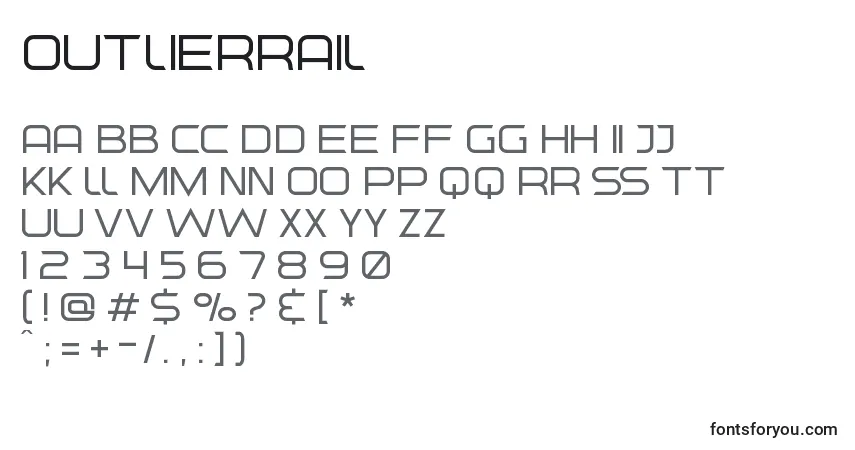 A fonte OutlierRail – alfabeto, números, caracteres especiais
