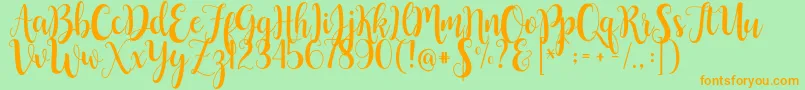 ButtercupSample-Schriftart – Orangefarbene Schriften auf grünem Hintergrund