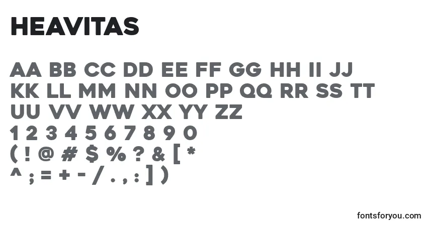 Czcionka Heavitas – alfabet, cyfry, specjalne znaki
