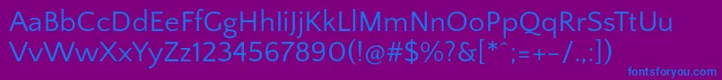 QuattrocentosansRegular Font – Blue Fonts on Purple Background
