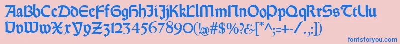 Rundgotischrauh Font – Blue Fonts on Pink Background