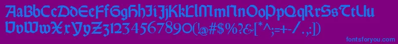 Rundgotischrauh Font – Blue Fonts on Purple Background