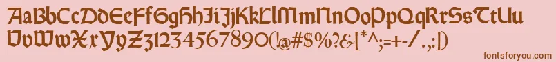 Rundgotischrauh Font – Brown Fonts on Pink Background