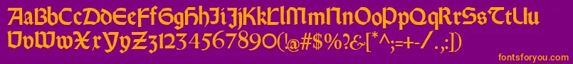 Rundgotischrauh Font – Orange Fonts on Purple Background