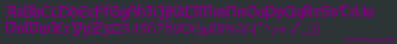 Czcionka Rundgotischrauh – fioletowe czcionki na czarnym tle