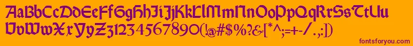 Rundgotischrauh Font – Purple Fonts on Orange Background