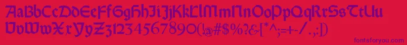 Police Rundgotischrauh – polices violettes sur fond rouge