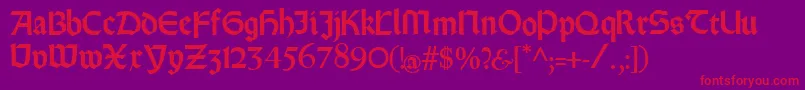 Rundgotischrauh Font – Red Fonts on Purple Background