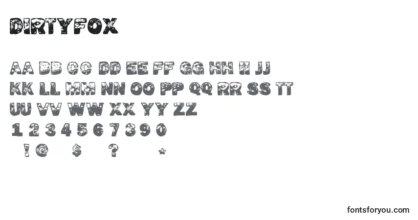 Schriftart DirtyFox – Alphabet, Zahlen, spezielle Symbole