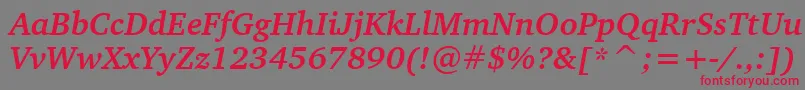 CharterBoldItalicBt-Schriftart – Rote Schriften auf grauem Hintergrund