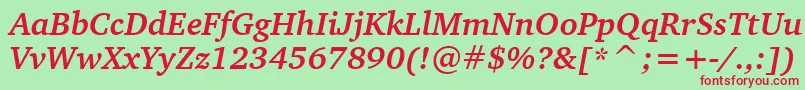フォントCharterBoldItalicBt – 赤い文字の緑の背景