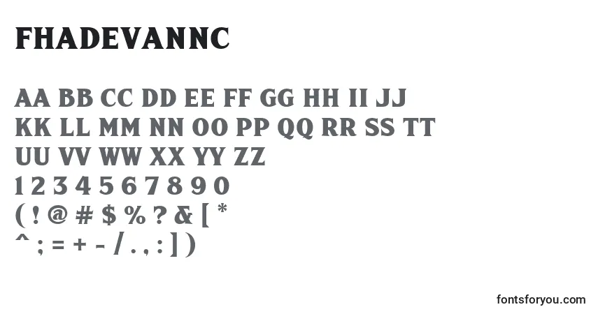 A fonte Fhadevannc – alfabeto, números, caracteres especiais
