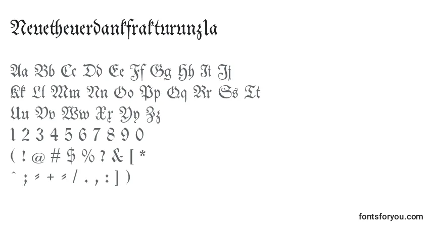 A fonte Neuetheuerdankfrakturunz1a – alfabeto, números, caracteres especiais