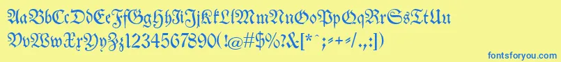 Neuetheuerdankfrakturunz1a Font – Blue Fonts on Yellow Background