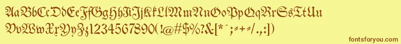 Neuetheuerdankfrakturunz1a Font – Brown Fonts on Yellow Background