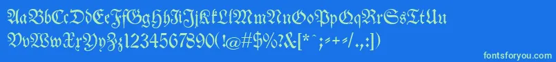 Neuetheuerdankfrakturunz1a Font – Green Fonts on Blue Background