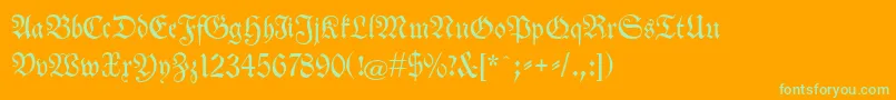 Neuetheuerdankfrakturunz1a Font – Green Fonts on Orange Background