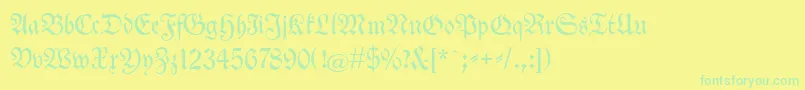 Neuetheuerdankfrakturunz1a Font – Green Fonts on Yellow Background