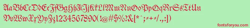 Neuetheuerdankfrakturunz1a Font – Red Fonts on Green Background