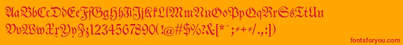 Neuetheuerdankfrakturunz1a Font – Red Fonts on Orange Background