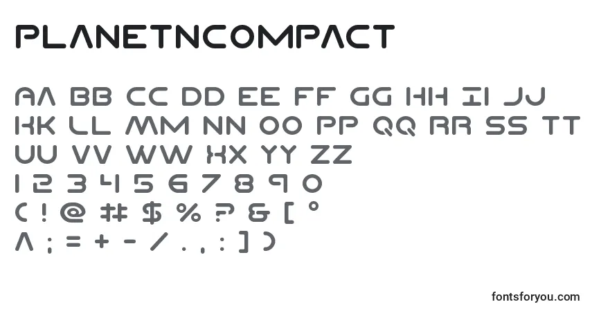 Schriftart Planetncompact – Alphabet, Zahlen, spezielle Symbole