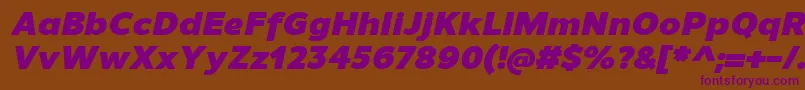 UnimanBlackitalic Font – Purple Fonts on Brown Background