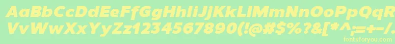 フォントUnimanBlackitalic – 黄色の文字が緑の背景にあります