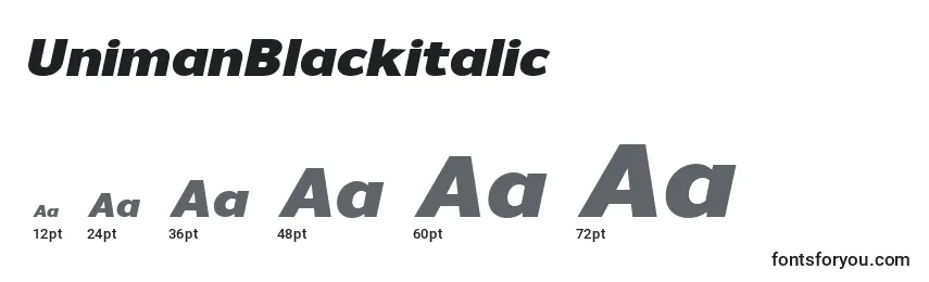 Размеры шрифта UnimanBlackitalic