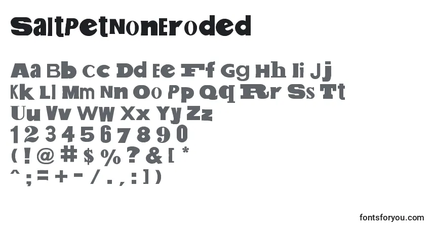 A fonte SaltPetNonEroded – alfabeto, números, caracteres especiais