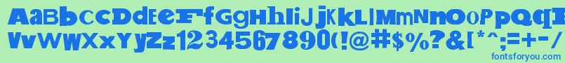 SaltPetNonEroded Font – Blue Fonts on Green Background
