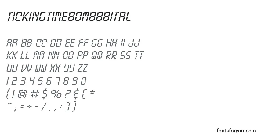 Czcionka TickingtimebombbbItal – alfabet, cyfry, specjalne znaki