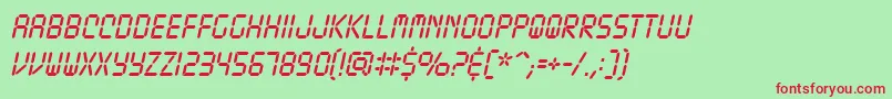 フォントTickingtimebombbbItal – 赤い文字の緑の背景