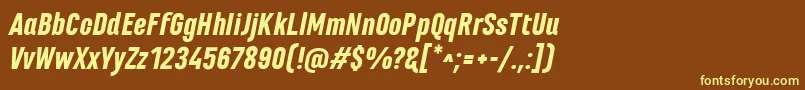 MarianinaFyBlackItalic-fontti – keltaiset fontit ruskealla taustalla