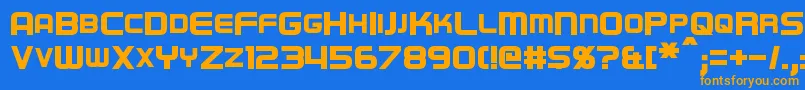 フォントRegenBold – オレンジ色の文字が青い背景にあります。