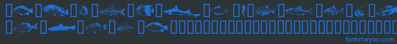 フォントFishpta ffy – 黒い背景に青い文字