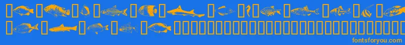 Fishpta ffy-fontti – oranssit fontit sinisellä taustalla