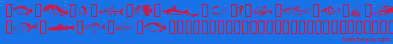 Weitere Informationen zur Fishpta ffy-Schriftart Fishpta ffy-Schriftart – Rote Schriften auf blauem Hintergrund